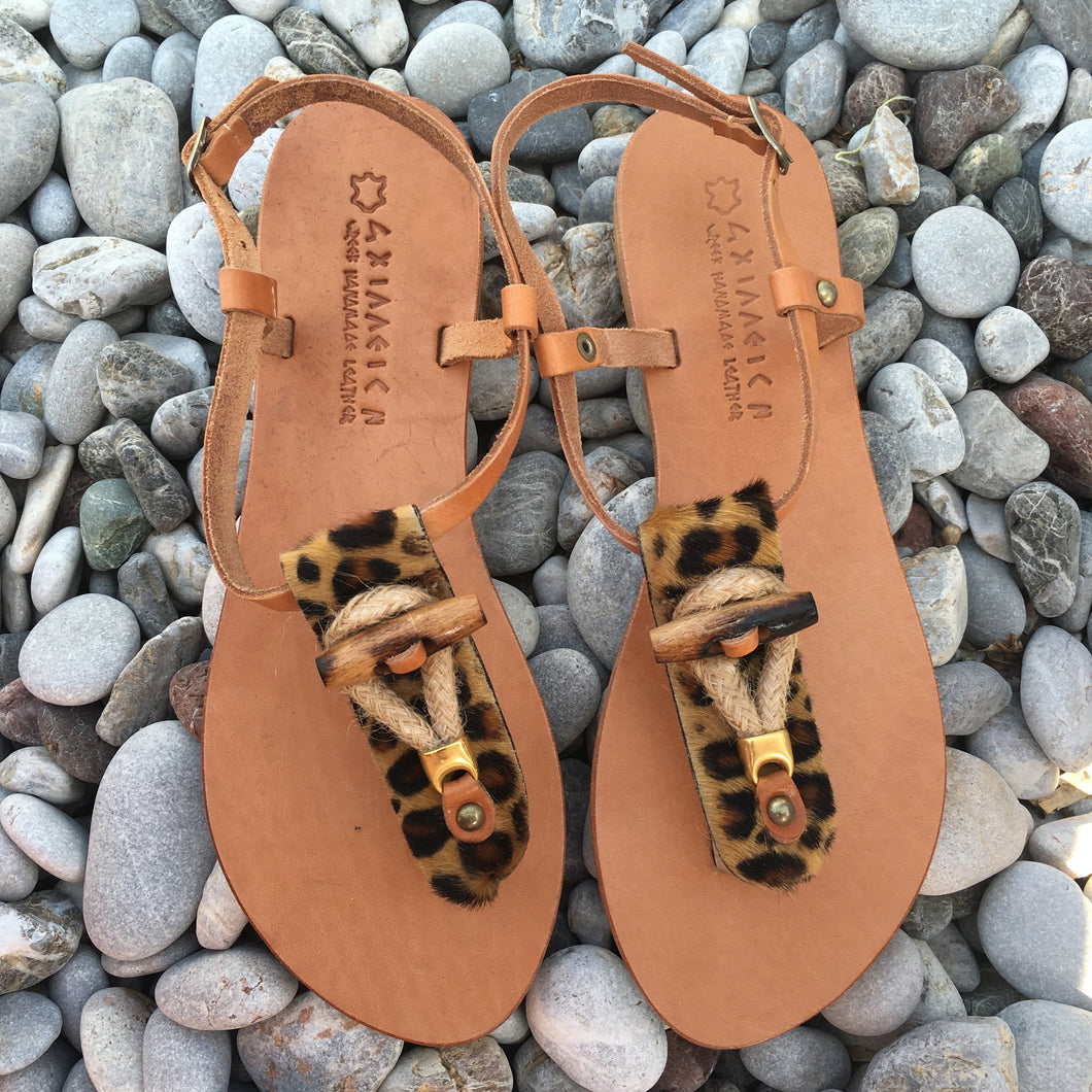Sandaler Handgjorda i Skinn  / Leopard mönster