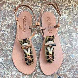 Sandaler Handgjorda i Skinn  / Leopard mönster