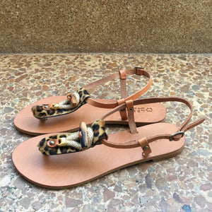 Sandaler Handgjorda i Skinn  / Leopard mönster