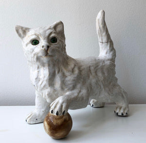 Fransk Jättekatt Skulptur från Normandy / Bavent 20-tal