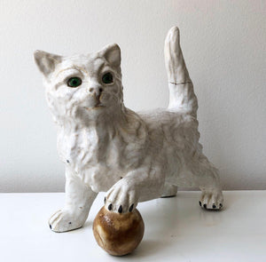 Fransk Jättekatt Skulptur från Normandy / Bavent 20-tal