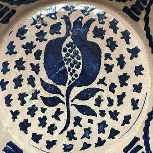 Spansk Stor Blå / Beige Keramikskål , Fajalauza