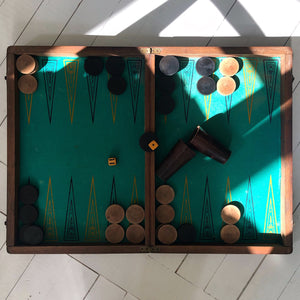 Franskt Vintage Jätte Backgammon / Schack