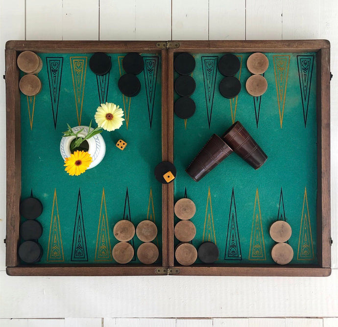 Franskt Vintage Jätte Backgammon / Schack