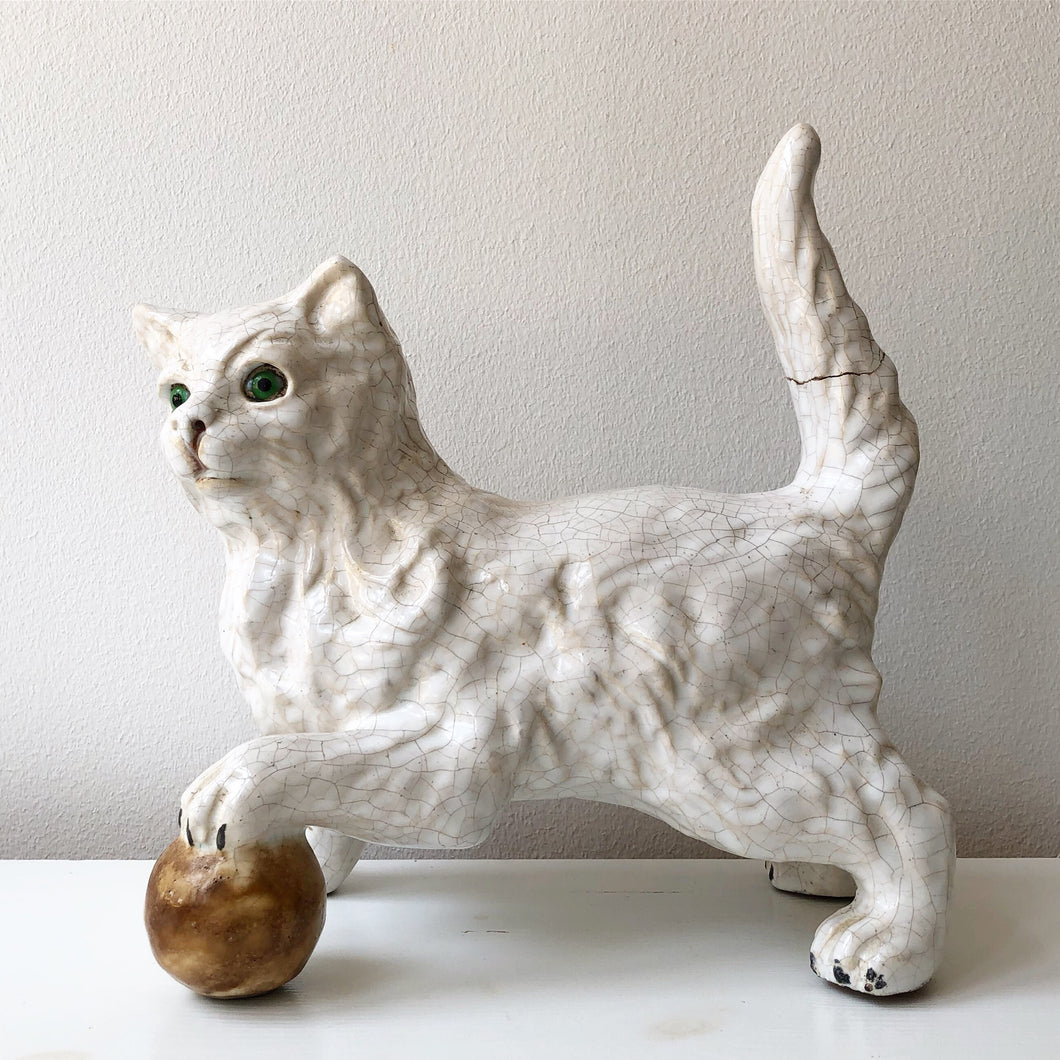 Fransk Jättekatt Skulptur från Normandy / Bavent 20-tal